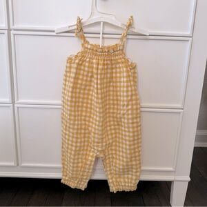 Yellow Gingham Baby Romper